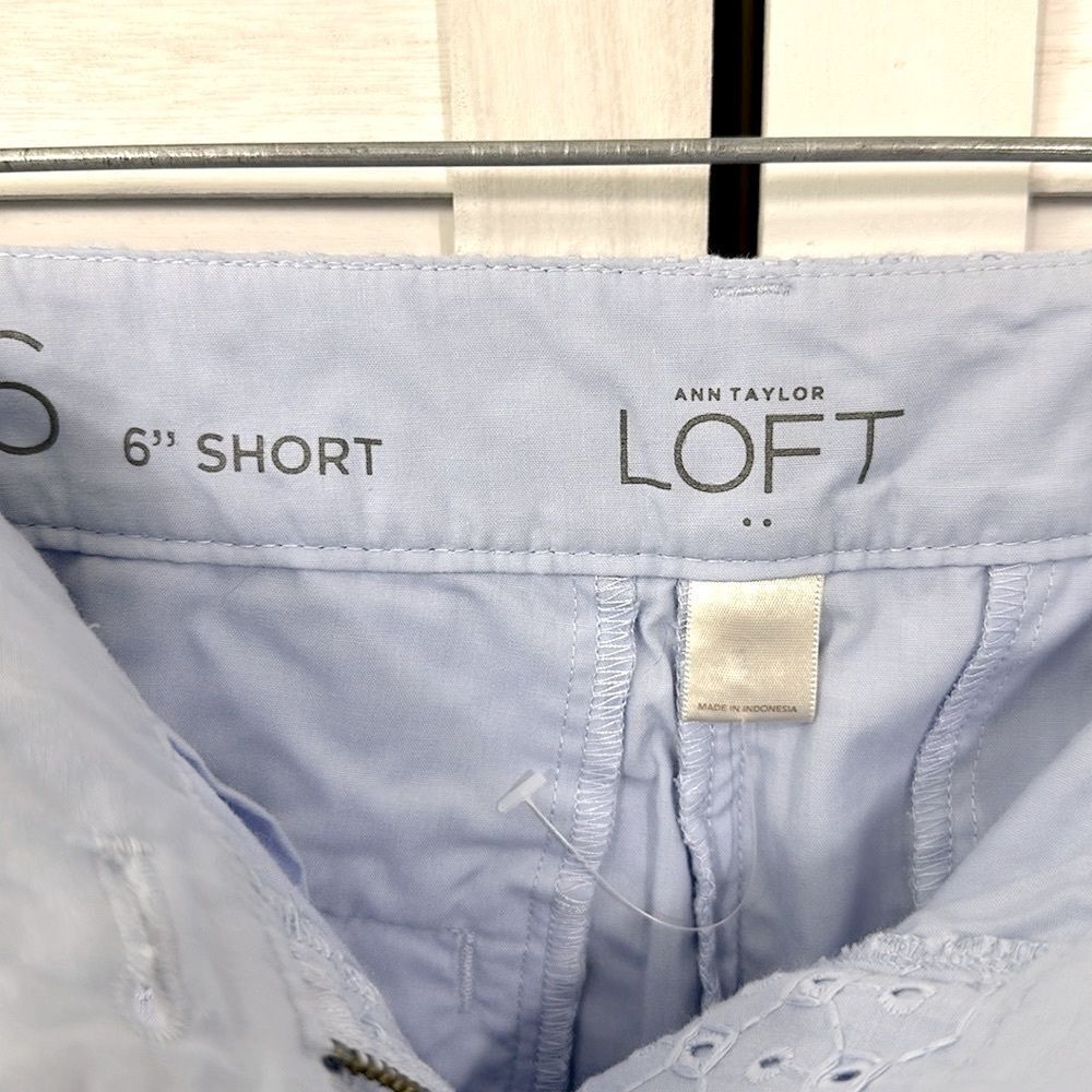 Loft Shorts Size 6 Light Periwinkle 6" Eyelet Mid-Rise - Picture 7 of 8